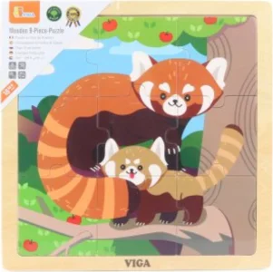 Dřevěné puzzle Panda červená, 9 dílků