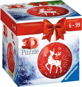 3D Puzzleball Vánoční ozdoba červená 54 dílků