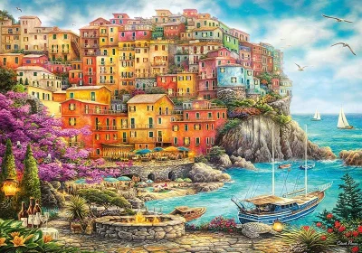 Puzzle Krásný den v Cinque Terre 2000 dílků