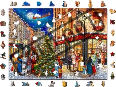 Dřevěné puzzle Vánoční ulice 2v1, 750 dílků EKO