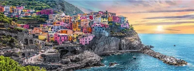 Panoramatické puzzle Vernazza při západu slunce, Itálie 500 dílků