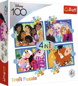 Puzzle Disney 100 let: Disneyho veselý svět 4v1 (35,48,54,70 dílků)