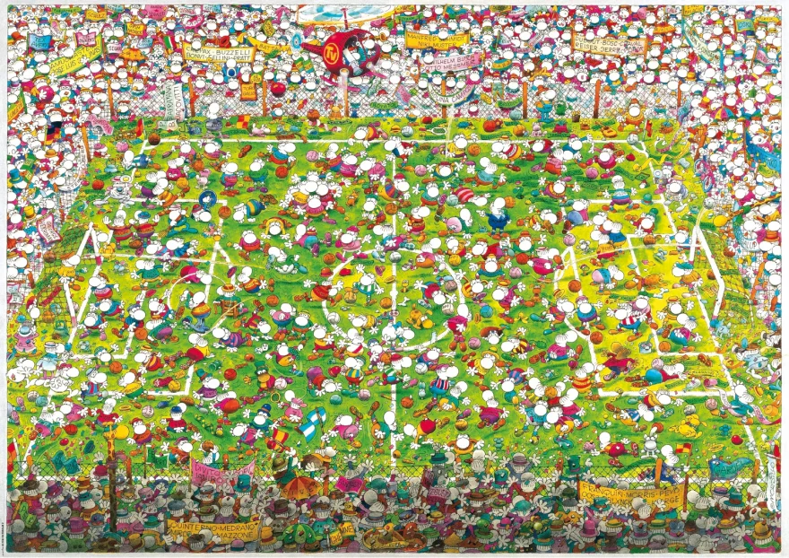 Puzzle Heye 4000 dielikov Triangular Guillermo Mordillo - Šialený futbal
