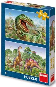 Puzzle Souboj dinosaurů 2x48 dílků