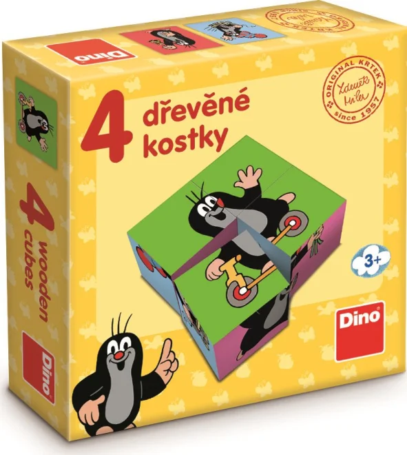 Dino Obrázkové kocky Krtko, 4 kocky