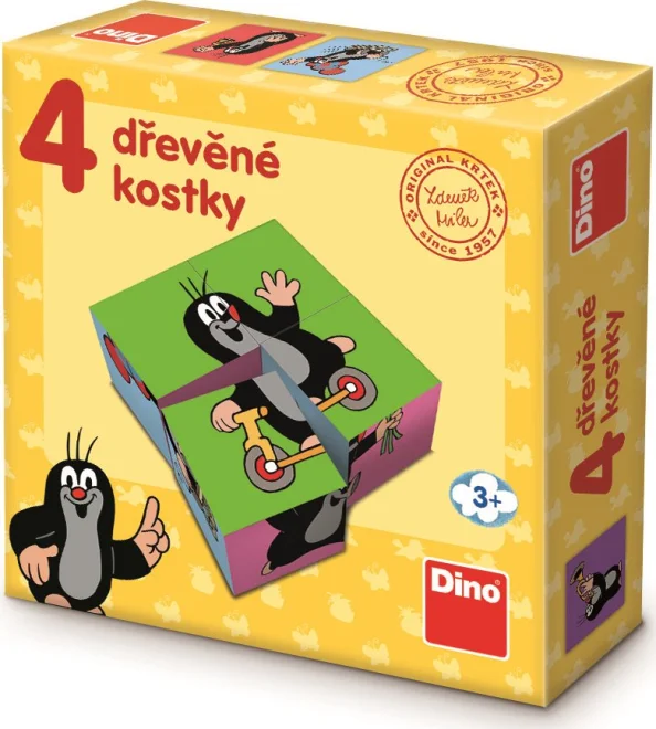 Dino Obrázkové kocky Krtko, 4 kocky