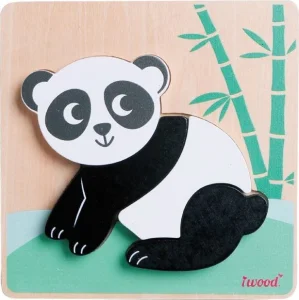 Dřevěné vkládací puzzle Panda 4 dílky