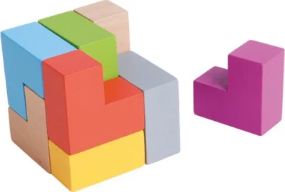 Dřevěný hlavolam 3D Cube Blocks