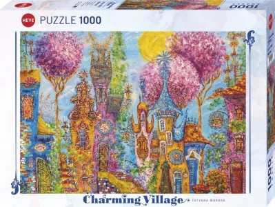 Puzzle Charming Village: Ružové stromy 1000 dielikov