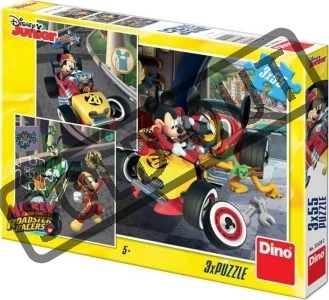 Puzzle Mickey a závodníci 3x55 dílků