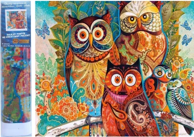 Diamantové malování Sovy 40x30cm