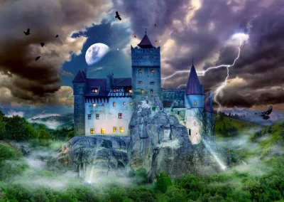 Puzzle Strašidelná noc na Drákulově hradě 1000 dílků