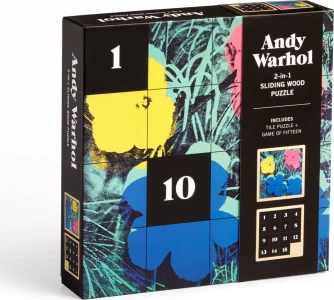 Posuvné dřevěné puzzle Andy Warhol: Květiny 2v1 (16 dílků)