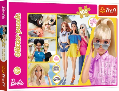 Třpytivé puzzle Barbie 100 dílků