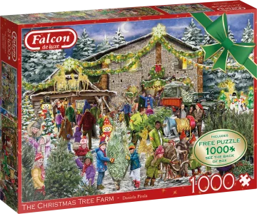 Puzzle Farma s vánočními stromky 2x1000 dílků