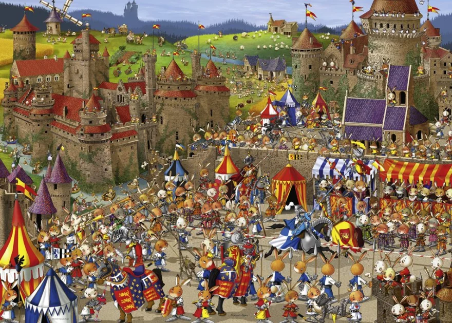 Puzzle Heye 1000 dielikov Triangular Francois Ruyer - Králičie bitky
