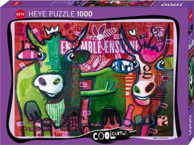 Puzzle Heye 1000 dielikov Cool Cattle: Pruhované kravy