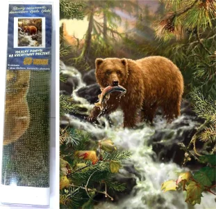 Diamantové malování Medvěd na lovu 30x40cm
