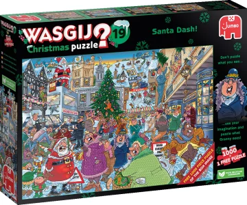 Puzzle WASGIJ Christmas 19: Santa chvátá! 2x1000 dílků
