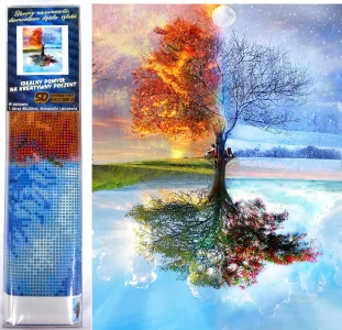 Diamantové malování Strom ve čtyřech ročních obdobích 40x30cm