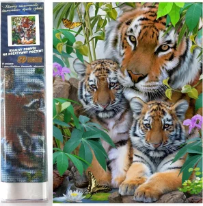 Diamantové malování Tygří rodina 30x40cm