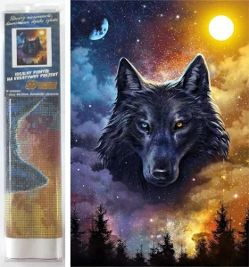 Diamantové malování Temný vlk 30x40cm