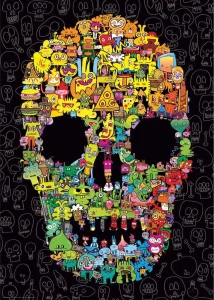 Puzzle Pens are my Friends: Doodle Skull 1000 dílků