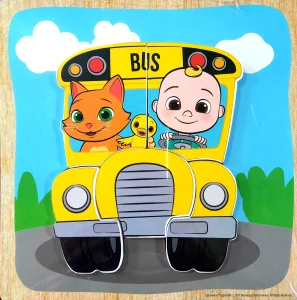 Dřevěné vkládací puzzle Cocomelon: Autobus 5 dílků