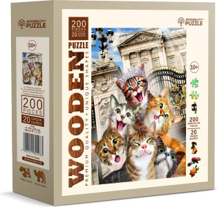 Dřevěné puzzle Koťata v Londýně 200 dílků
