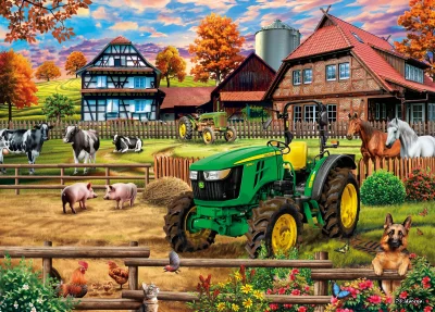 Puzzle Farma s traktorem: John Deere 5050E 1000 dílků