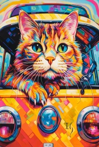 Puzzle Kočičí cestování busem 1000 dílků