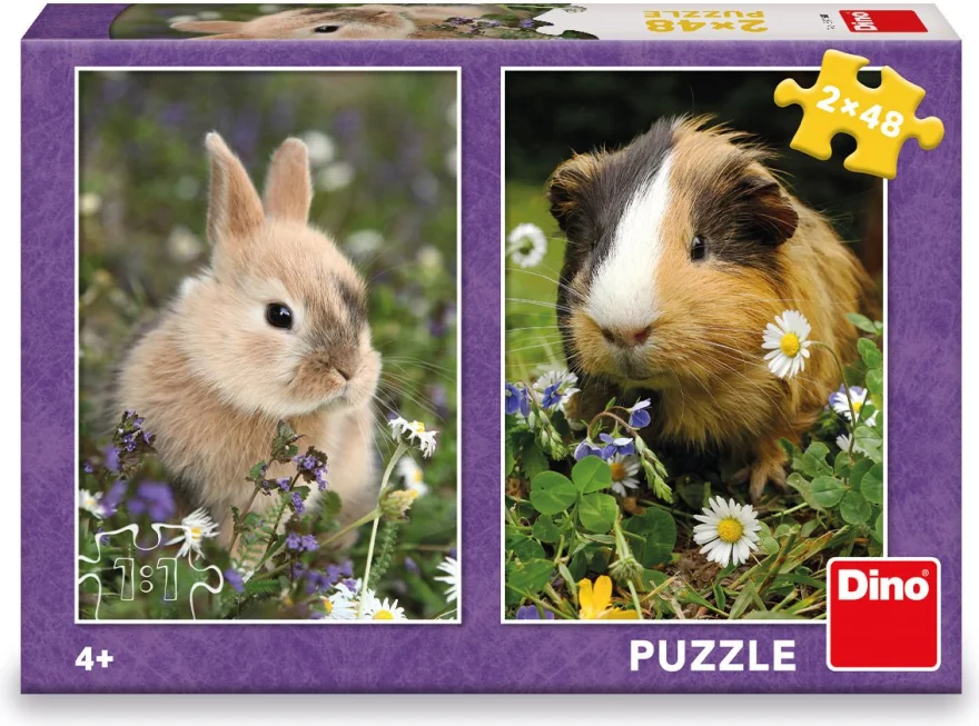 Dino Puzzle Králiček a morča 2x48 dielikov