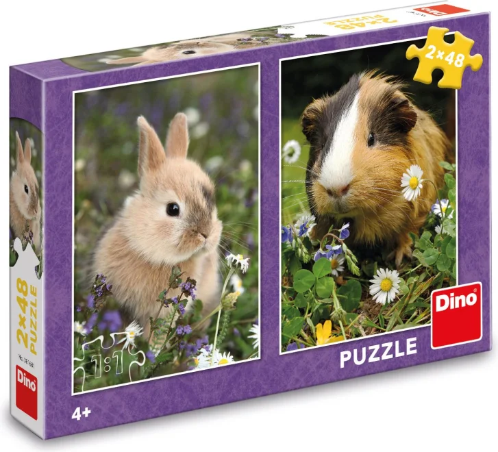 Dino Puzzle Králiček a morča 2x48 dielikov