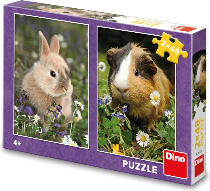 Dino Puzzle Králiček a morča 2x48 dielikov