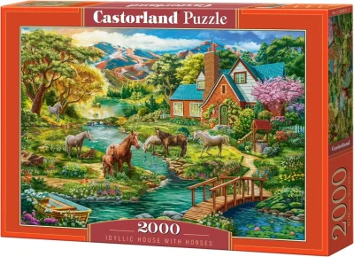 Puzzle Idylický dům s koňmi 2000 dílků