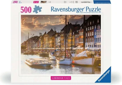 Puzzle Škandinávia: Západ slnka v Kodani 500 dielikov