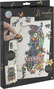Drevené puzzle Moxy so stojanom Sova 133 dielikov
