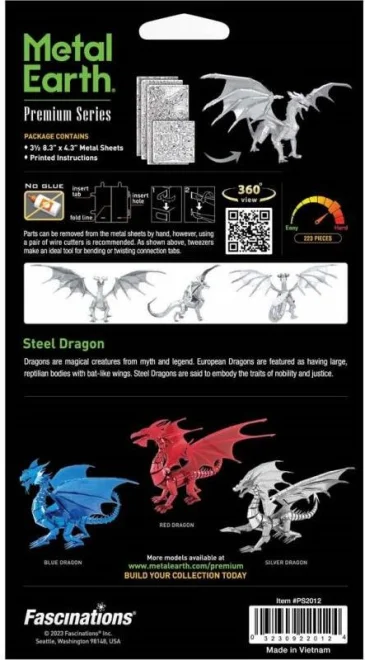 METAL EARTH 3D puzzle Premium Series: Oceľový drak
