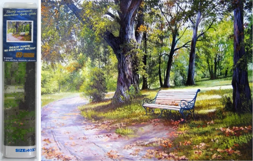Norimpex Diamantové maľovanie Lavička v lese 40x30cm