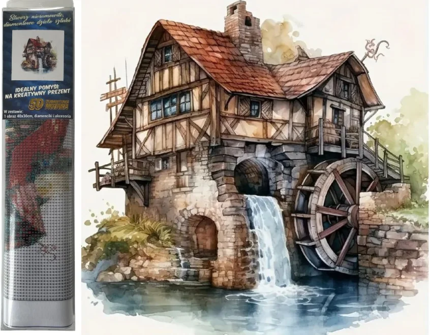 Norimpex Diamantové maľovanie Vodný mlyn 40x30cm
