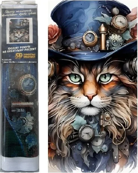 Norimpex Diamantové maľovanie Steampunková mačka 40x30cm