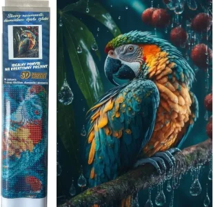 Diamantové maľovanie Papagáj v daždi 40x30cm