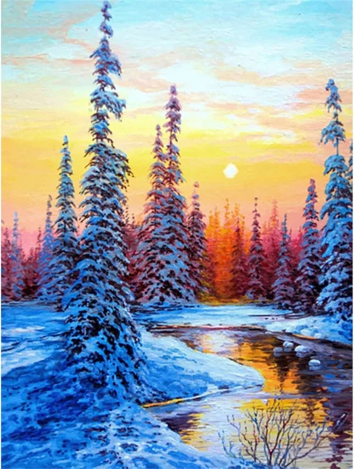 Norimpex Diamantové maľovanie Príroda v objatí zimy 40x30cm