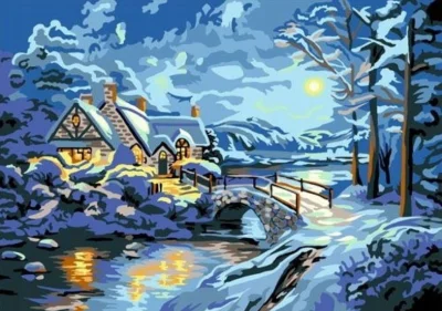 Diamantové maľovanie Zimná noc 40x30cm