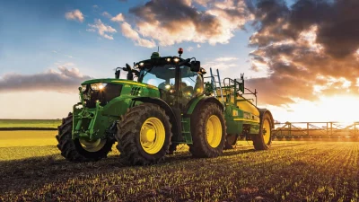 Diamantové maľovanie John Deere pri práci 40x30cm