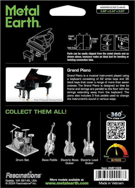 METAL EARTH 3D puzzle Grand piano (krídlo)