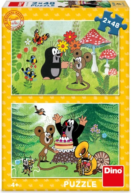 Dino Puzzle Krtko a oslava 2x48 dielikov