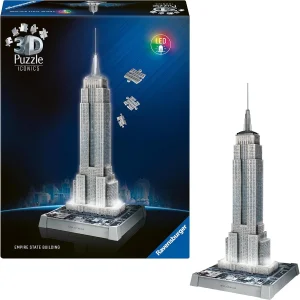 Svítící 3D puzzle Ravensburger Iconics: Empire State Building (Noční Edice) 241 dílků