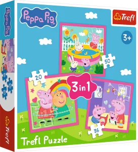 Puzzle pro děti Trefl sada 3v1 Prasátko Peppa a kamarádi 20,36,50 dílků