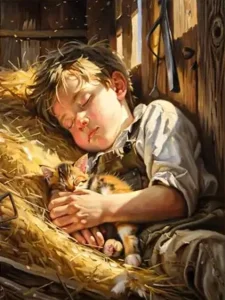 Diamantové maľovanie Norimpex 40x30 cm Únava v senníku